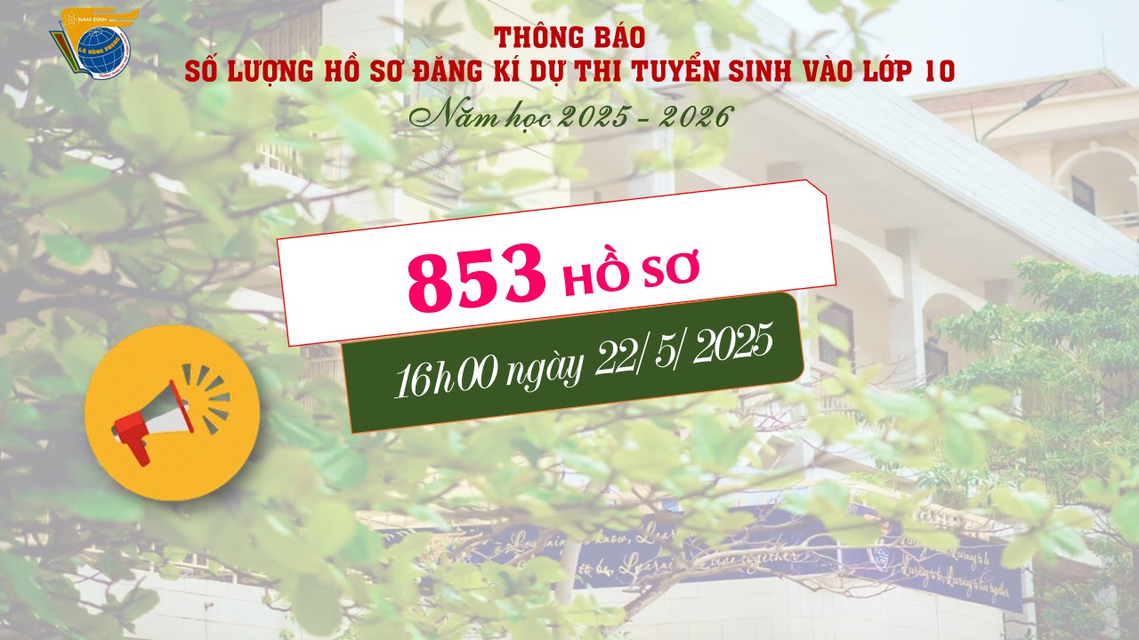 Số lượng hồ sơ đăng kí dự thi tuyển sinh vào lớp 10 năm học 2025-2026 tính đến 16h00 ngày 22 tháng 5 năm 2025